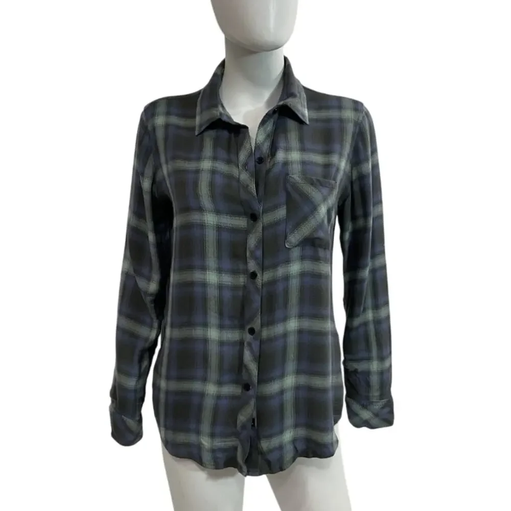 Rails Soft Mint Ash Blue Hunter Shirt Size S